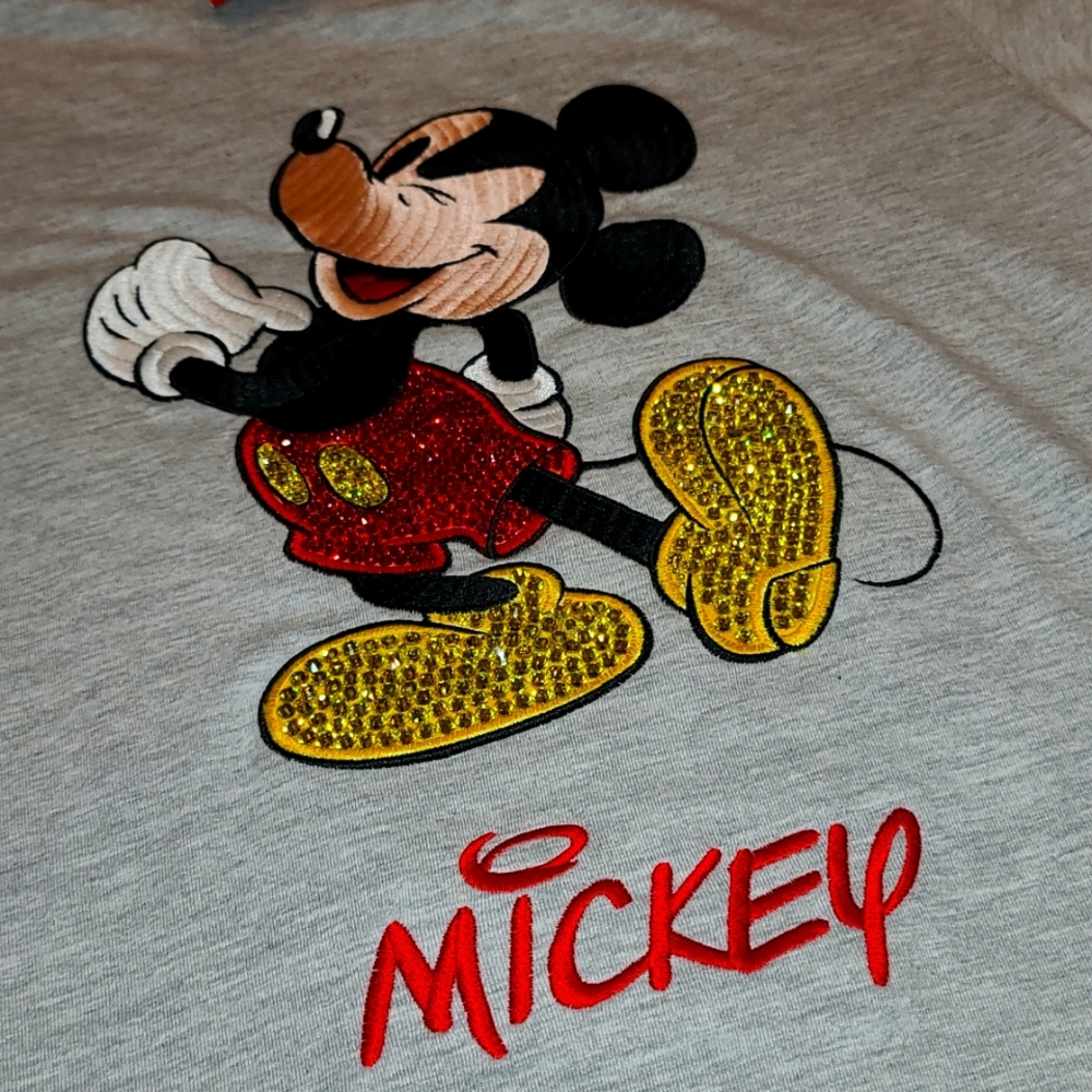 Vintage Custom Mickey Mouse FULLY RHINESTONED Disney TShirt